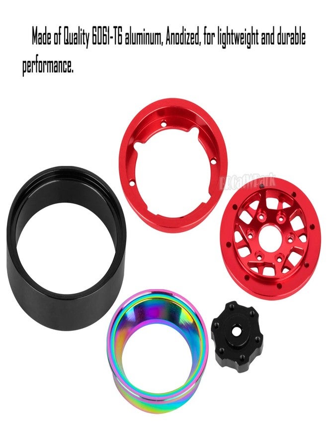 جنوط عجلات BRCatWPark RC 1.3 Beadlock لسيارات الزحف RC بمقياس 1/18 TRX4M و 1/24 SCX24، مصنوعة من سبائك الألومنيوم، 4 قطع من جنوط عجلات سيارات الطرق الوعرة RC، لون أحمر - Image 4